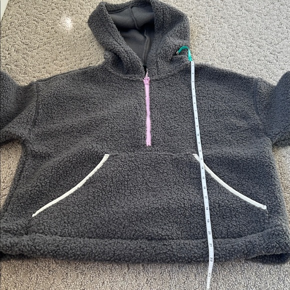 Wild Fable Sherpa Anorak Quarter Zip Pullover Hoodie Cozy Fall Top Gray XS NWT - Picture 5 of 11